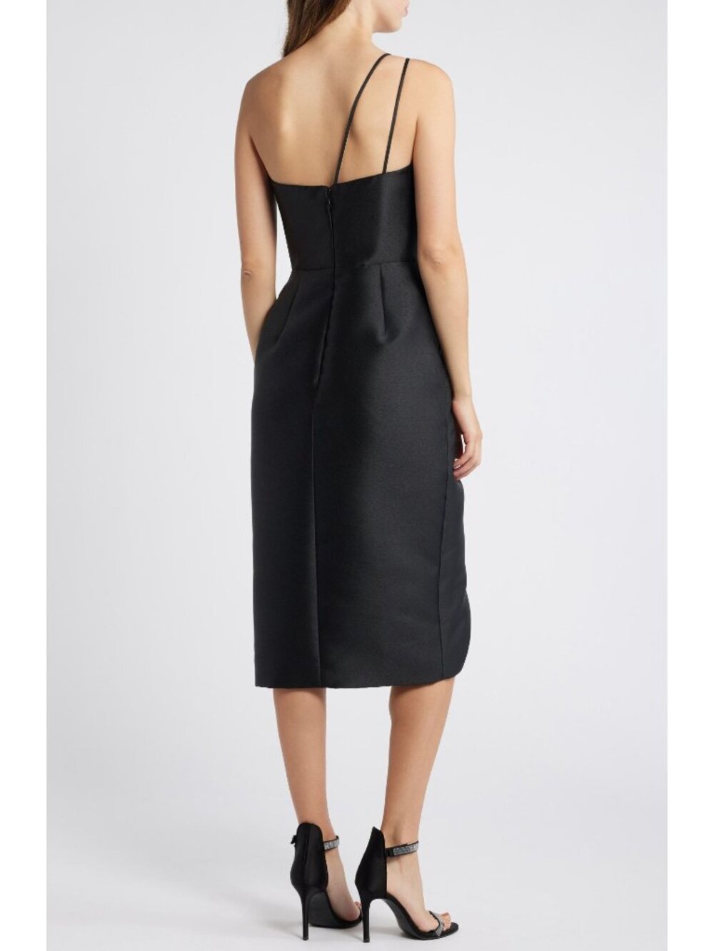 🆕AMSALE Mik One Shoulder Big Bow Cocktail Dress Black 10 - Picture 2 of 13